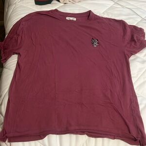Pacsun Burgundy Short Sleeve Embroidered Dragon Tee
